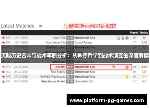 英超历史名帅与战术革新分析：从教练哲学到战术演变的深度解读